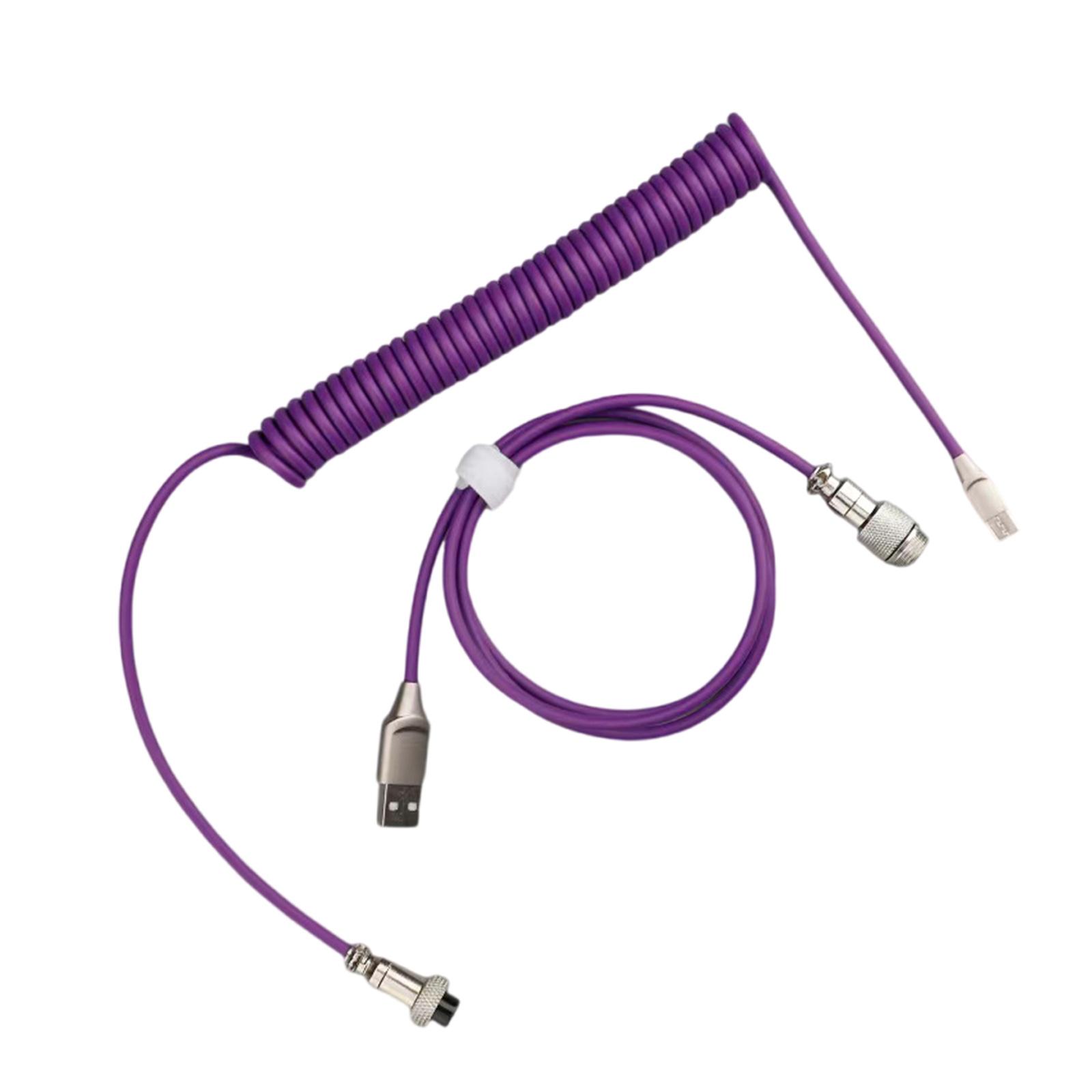 

Механическая клавиатура, витой кабель, провод типа C, USB-порт, спиральный кабель Aviator, аксессуары для игровой клавиатуры для настольного компьютера фиолетовый