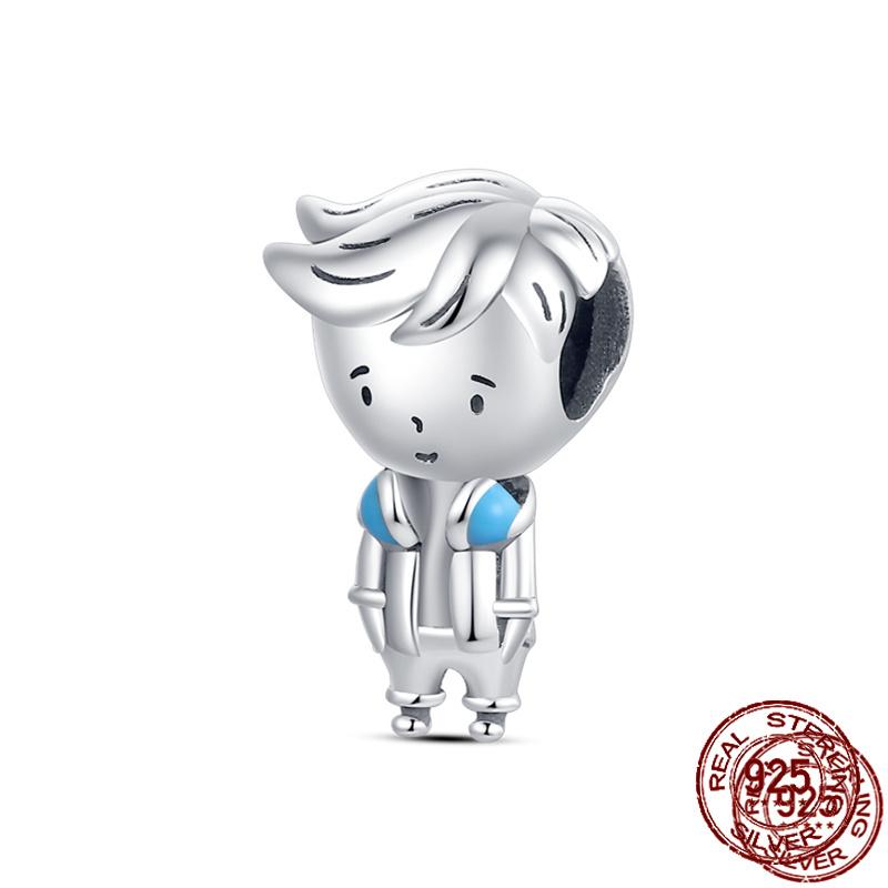 925 sterling copper boys and girls lovers pendant charms Fit 4MM hole diameter bracelet charm beads necklace Diy female Zircon