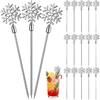 20 Pcs 4.29" Winter Snowflake Cocktail Picks Long Food Toothpicks Fruit Sticks Sandwich Appetizer Charcuterie Skewers Made of Metal for Winter Snow