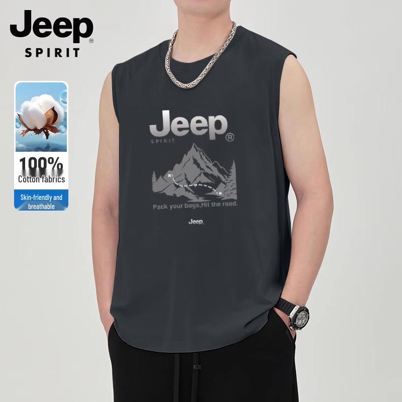 Мужской хлопковый жилет с принтом и круглым вырезом JEEP SPIRIT XL