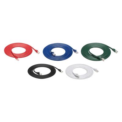 Amazon Basic Cat-6 RJ45 Snagless Cord, Black, Red, Blue, White, Green, 5-Pack, 3m