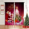 Merry Christmas Elk Red Vintage Print Curtains 100% Polyester Bedroom Living Room Holiday Party Decorative Curtains 2pcs