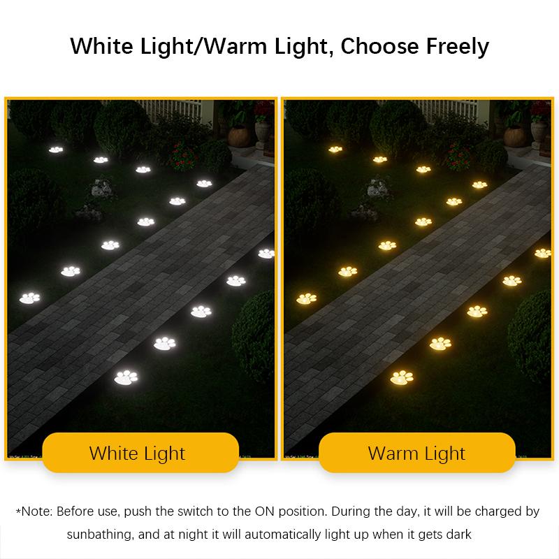 Outdoor LED Solar Light Waterproof Dog Cat Animal Paw Print Light Path Lawn Lamp for Garden Patio Lawn Summer Camping Home Decor