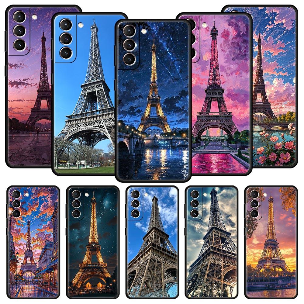 Red Umbrella Eiffel Tower Phone Case For Samsung Galaxy S25 Edge S24 S23 S22 S20 Ultra S21 FE 5G S10 Plus Soft TPU Cover