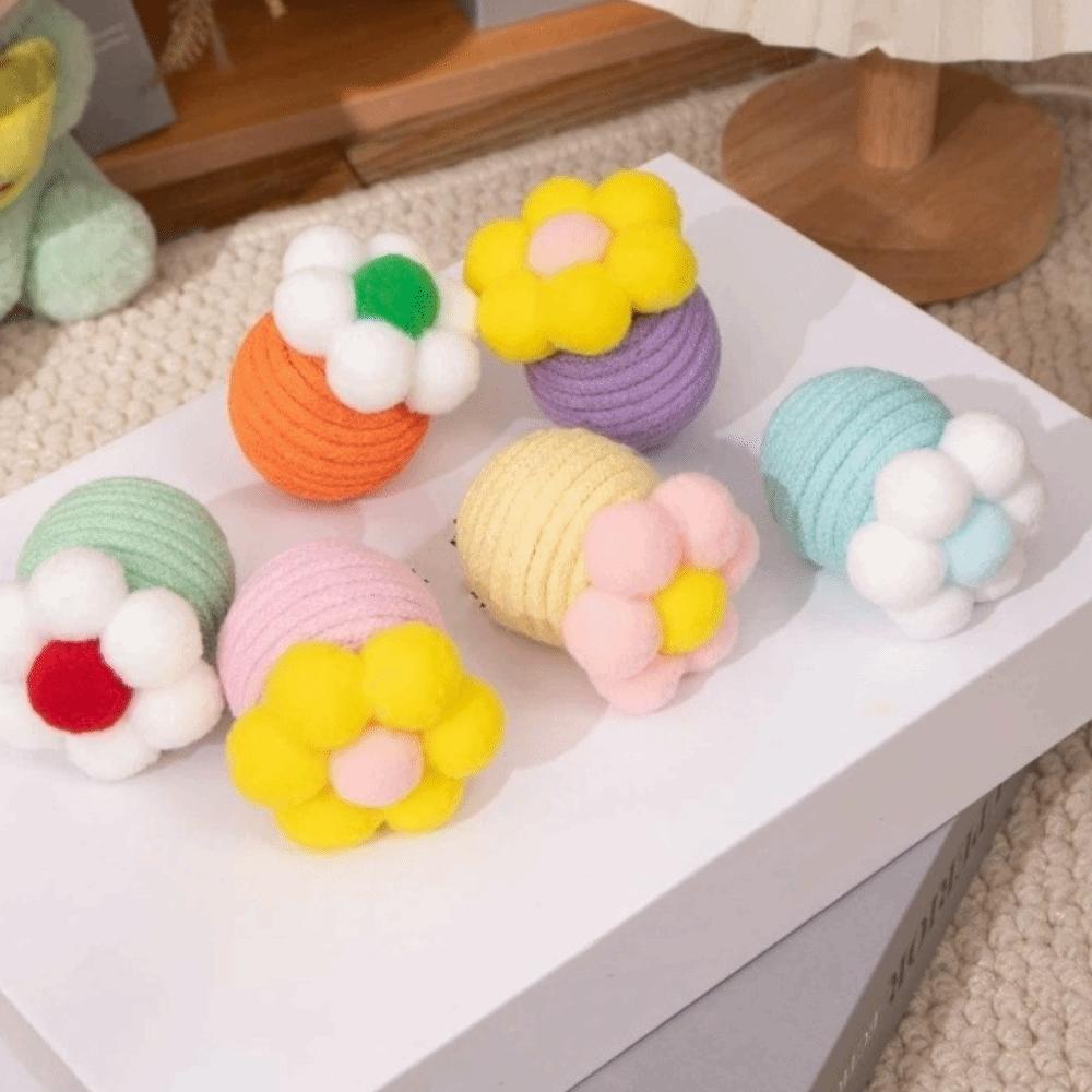 6 Pieces /Set Flower Shape Cat Toy Ball Self Playing Interactive Pet Toy  Physical Exercise