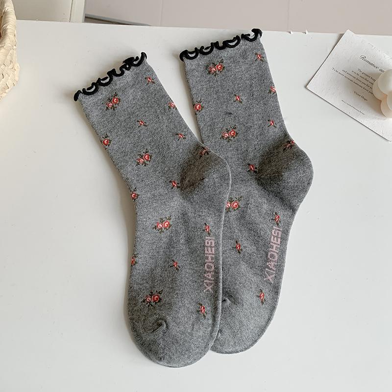 

Женские носки Ретро Корейский стиль Осень Новая мода Девичьи носки с оборками Новинки Дышащие Женские Носки с цветами Мягкие One Size