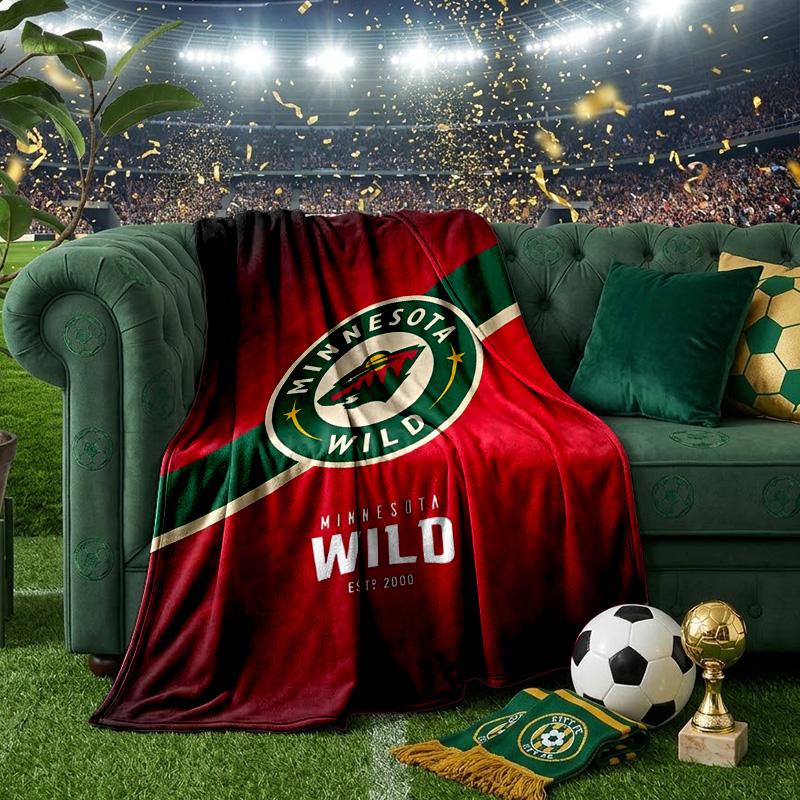 Minnesota-Wild Hockey Team Throws Blanket Flannel Blankets Plush for Couch Bed Gifts for Men Women Travel picnic blanket Christmas fan gifts