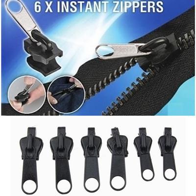 6Pcs/Pack Fix A Zipper Universal Instant Fix Repair Kit Replacement Zip Slider Zippers 3Sizes Sewing Tools