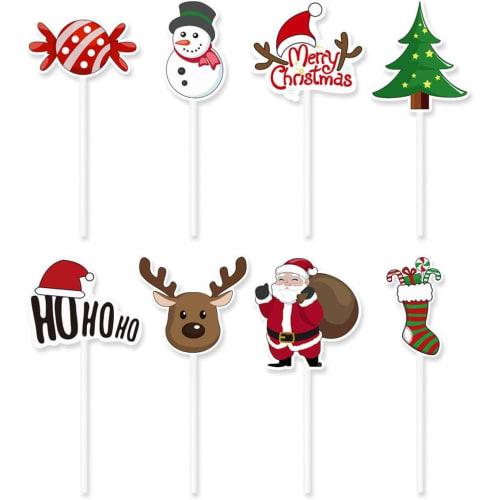 DUOLEIMI Christmas Cake Toppers, Cake Picks, 40 Pieces, Cupcake Toppers, Cute Deer, Christmas Tree, Cake Decorations, Christmas Ornaments, Christmas P