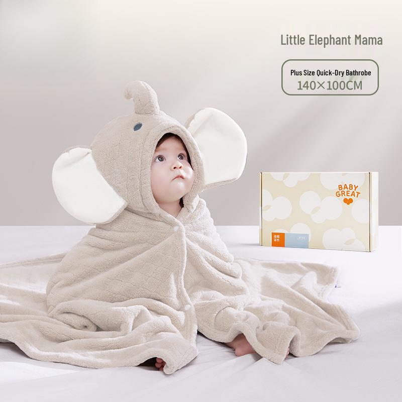 Super Soft Hooded Children's Coral Fleece Bath Towel Poncho - Thick, Absorbent, and Quick-Drying Baby Bathrobe