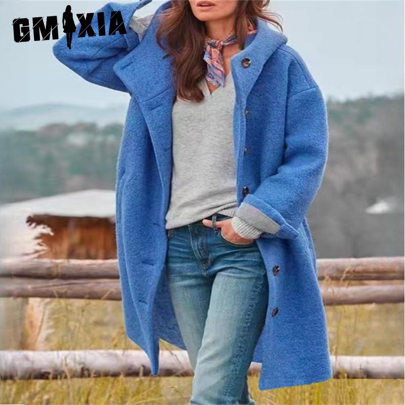 

GMXIA женские винтажные повседневные куртки и пальто с решетчатым принтом осень-зима с длинными рукавами и воротником-поло XXXL синий