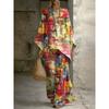 European and American retro bohemian suit exotic 1D printed loose top wide-leg pants temperament casual two-piece set