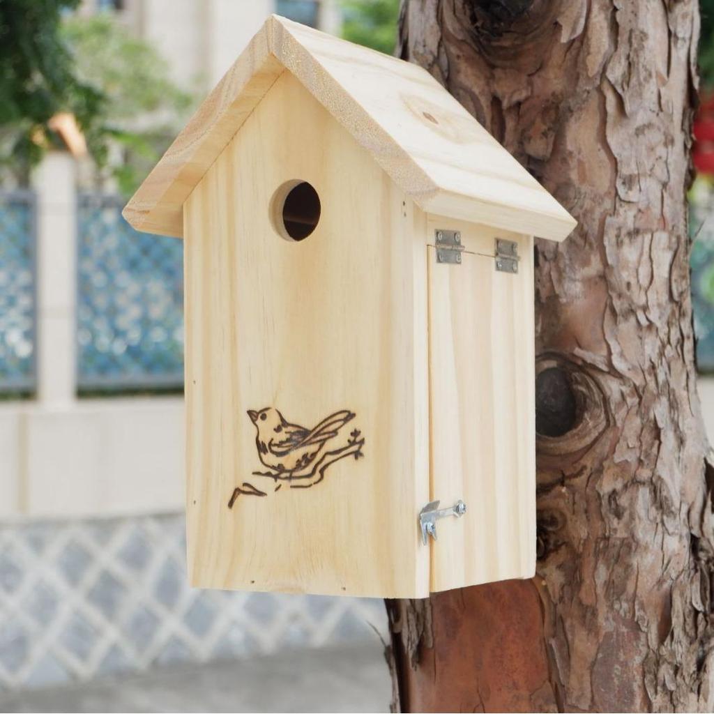 Ornamental Wooden Birdhouse: Outdoor Decorative Nest for Gardens
