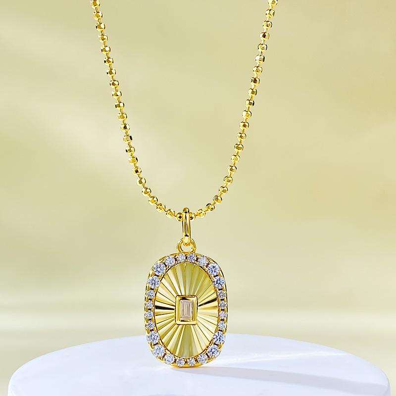 

Lulu Tong Ожерелье-подвеска из стерлингового серебра 925 пробы с позолотой, матовое, овальная бирка 925 Silver