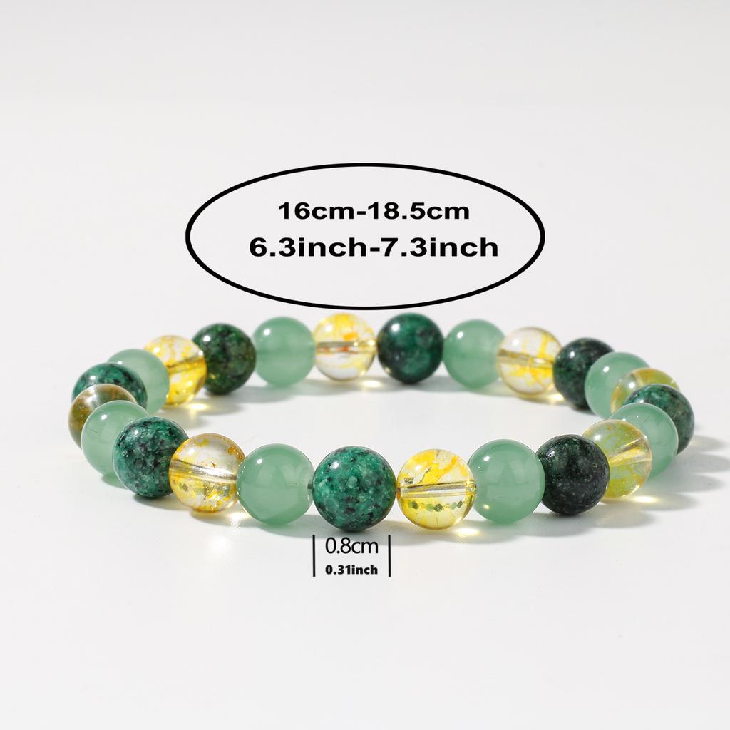Festive Gifts Green Aventurine Golden Rutilated Quartz And Malachite Beaded Bracelet Set Natural Fashion Jewelry Daily Wear Simple Versatile Accessory