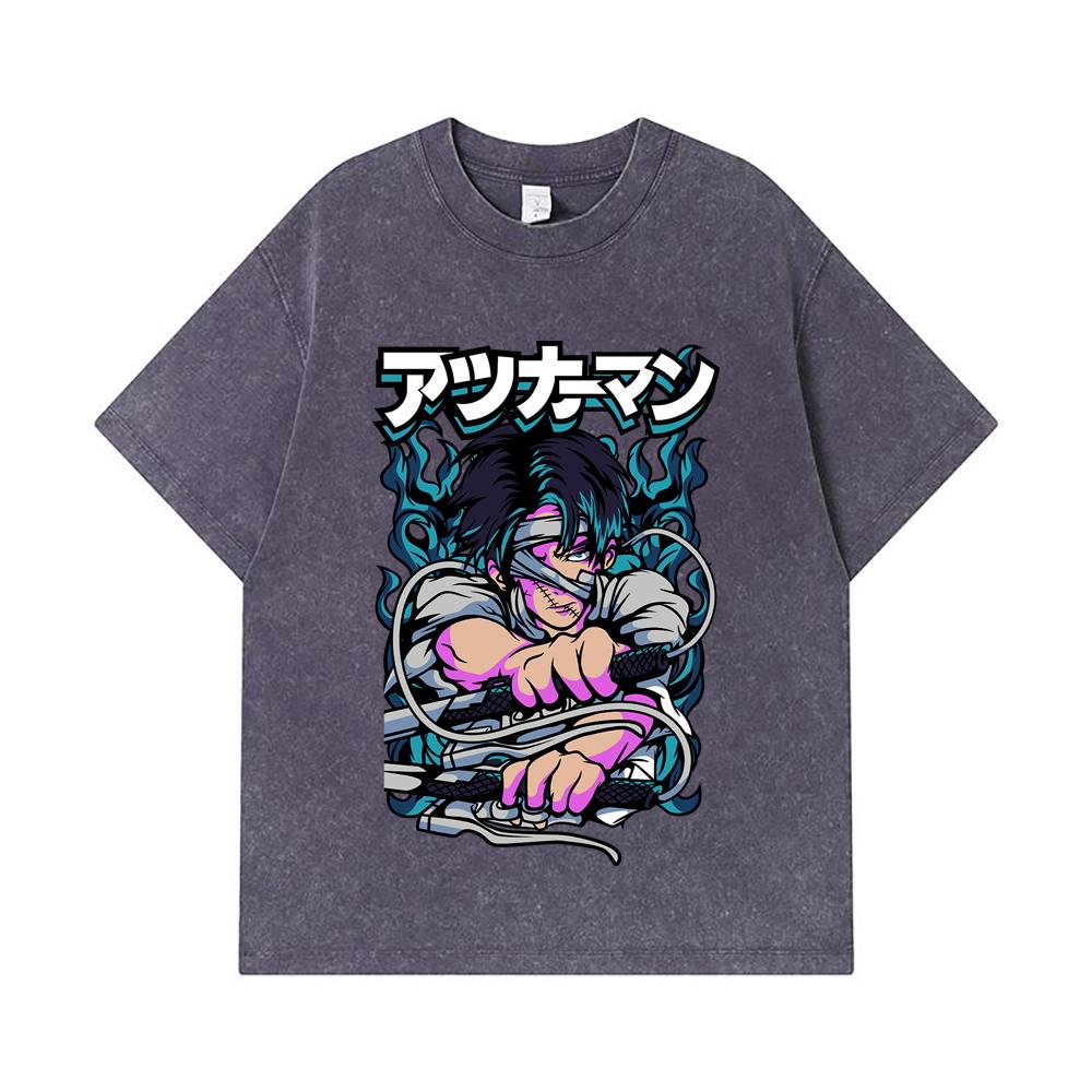 275 GSM Washed T-shirts 100% Cotton Attack on Titan V7 Levi Print Unisex Heavy Cotton T Shirt