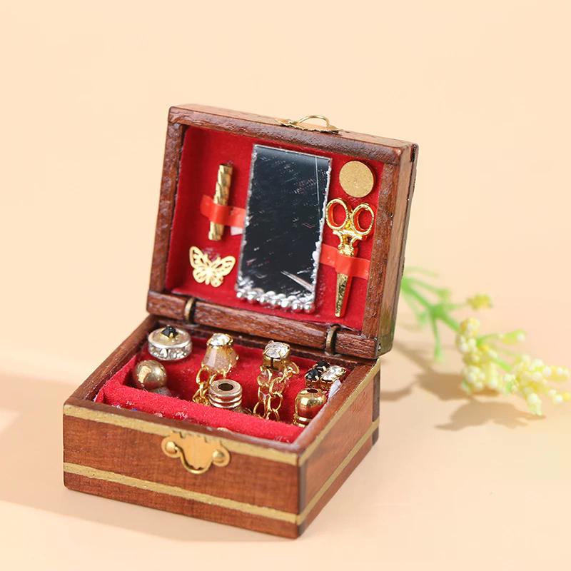 1pc Model Dollhouse Miniatures Mini Jewelry Box Children Diy Doll Perfect Gift For Kids Safe For Children Fun Play Toy