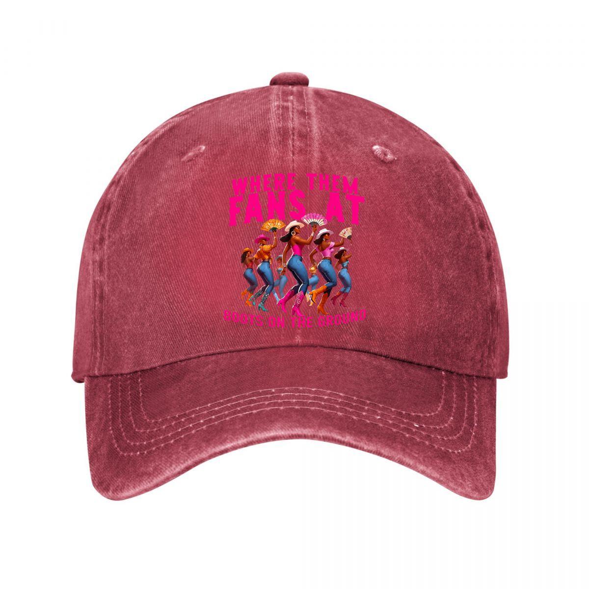 Where Them Fans At Boots On The Ground Cowboy Dance Washed Baseball Cap Outdoor For Womens Unisex FeUnisex One Size
