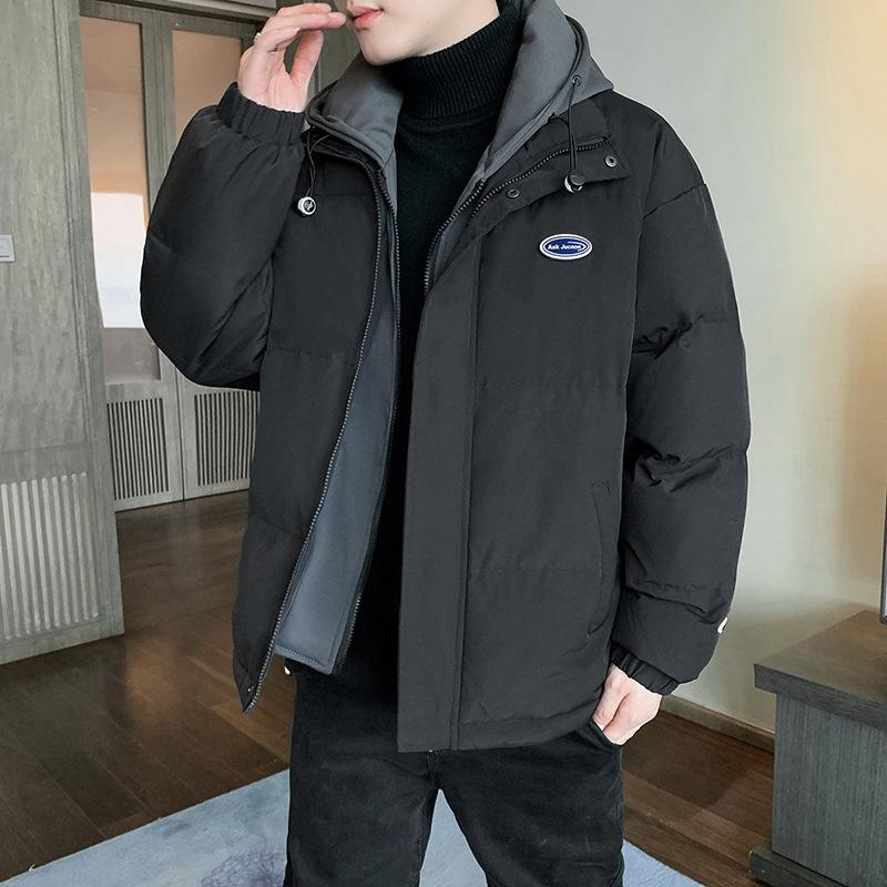 Fake Two-piece Hooded Padded Jacket Men's Winter Ins Casual Versatile Loose Large Size Cold-proof Cotton Clothes