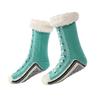 1 Pair Winter Socks Shoes Pattern Plush-lined Warmth Retention Christmas High-tube Socks Leg Warmer Fall
