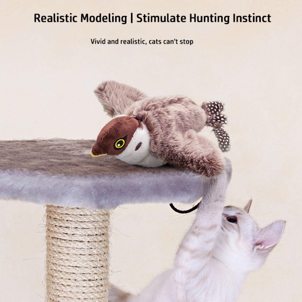 Hangable Interactive Flying Bird Cat Toys Electronic Pet Simulation Sparrow Toy  for Indoor Cats