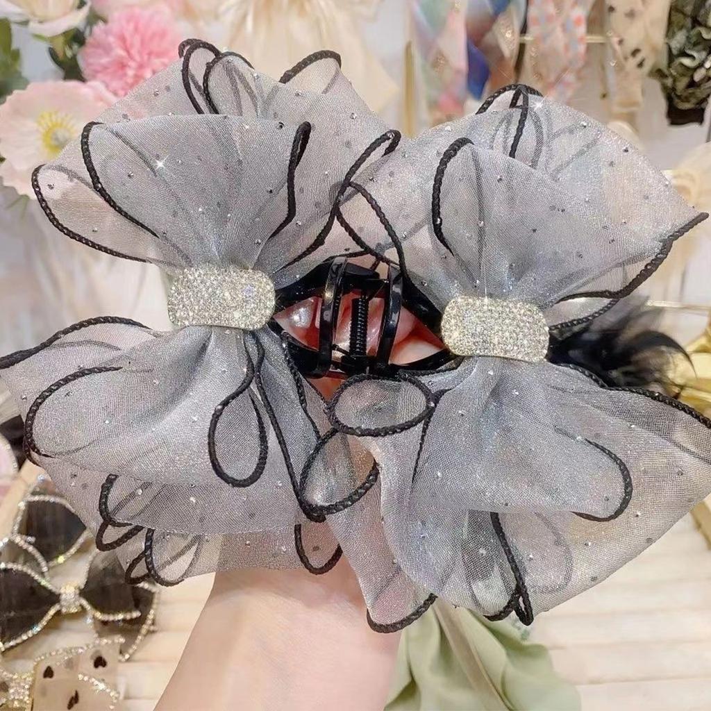 Large Bow Starry Rhinestones Decor Claw Clip Hair Accessory Crystal Embellished Claw Clip For Women And Girls Party Daily Use