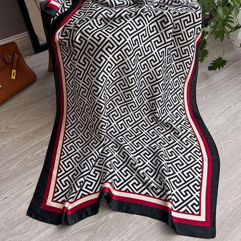 High-End Silk Scarf Women'S Silk Imitation Silk Long Ribbon Decorative Sunscreen Scarf Versatile Scarf Explosion
