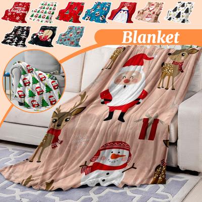 100*130cm Christmas Flannel Printed Blanket Holiday Gift