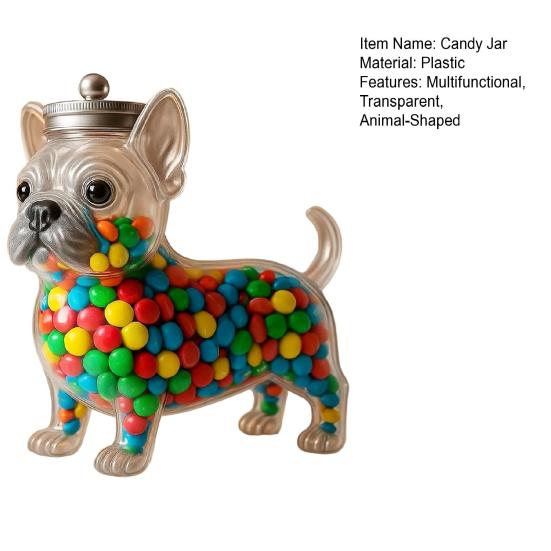 Animal-Shaped Candy Jar Airtight Storage Jar with Lid Cute Transparent Cat Dog Design Snack Jar for Kitchen Countertop Cabinet