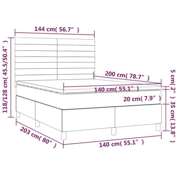 VidaXL Slatted Bed Base with Mattress and LED, Upholstered Bed, Double Bed, Adult Bed for Interior Bedroom, 3134957
