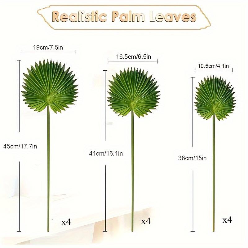 12pcs Artificial Palm Leaves Plastic Tropical Leaves for Hawaiian Luau Easter Wedding Realistic Faux Palm Greenery Home Decor