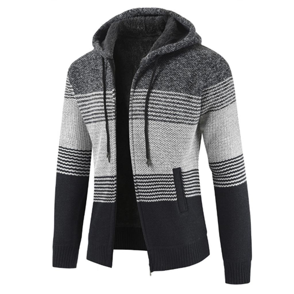 Und Winter Herrenmode Lockerer Cardigan Warmer Revers Kapuzenjacke Pullover