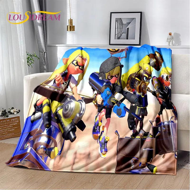 Oyunlar, Splatoon, Karikatür Yumuşak Peluş Battaniye, Flanel Battaniye Oturma Odası Yatak Odası Yatak Kanepe Piknik Örtüsü için Battaniye Atmak Bettdecke
