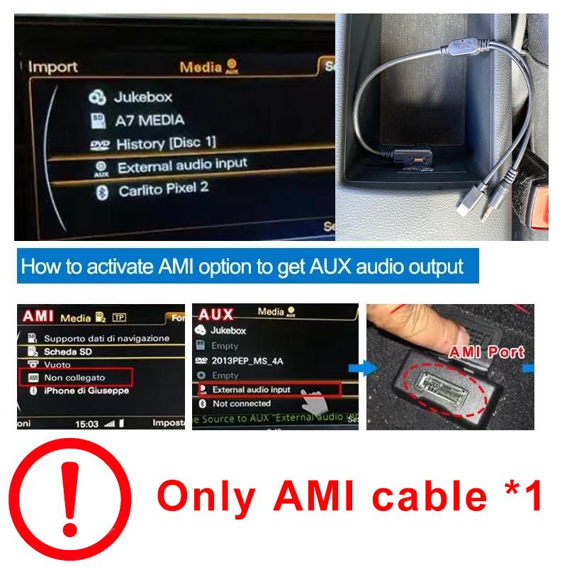 Sinairyu Compatibile con Apple CarPlay wireless per A1 A3 A4 A5 A6 A7 A8 Q2 Q3 Q5 Q7 S4 S5 MMI Car Play Android Auto Mirror Telecamera di retromarcia