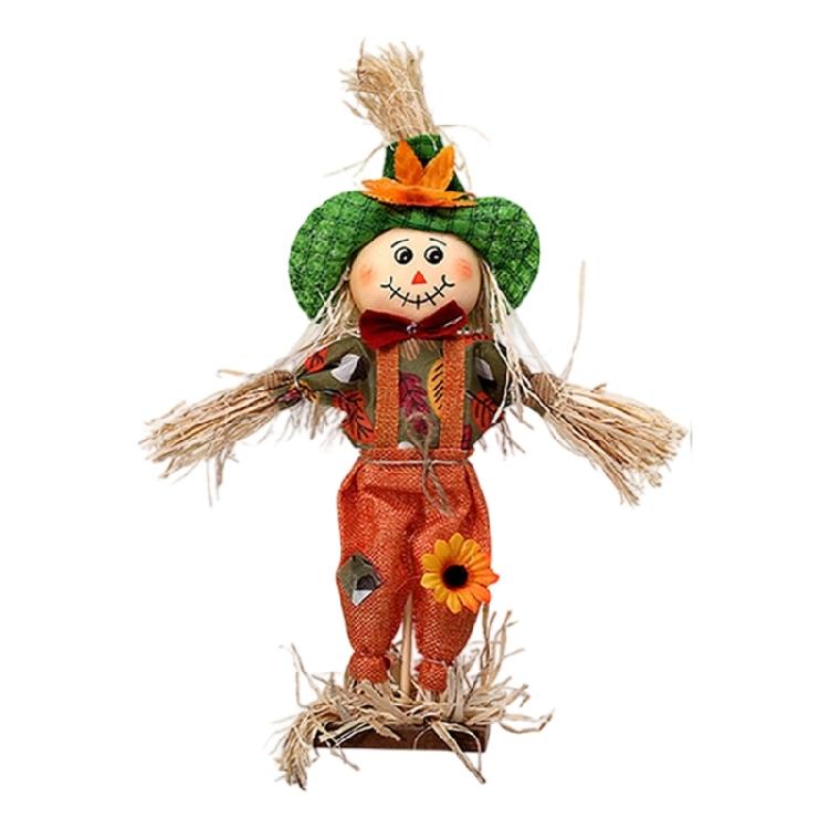 

Decorative Weather Resistant Witch Scarecrow Statue Seasonal Straw Craft Halloween Ornament for Indoor Outdoor Use зелений