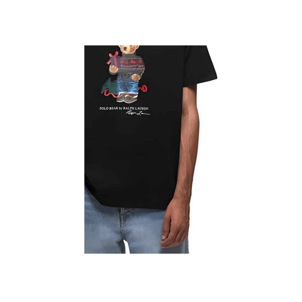 Polo Ralph Lauren Bear Letter Print Crew Neck Short Sleeve T-Shirt Men Tops Black 710854497-027
