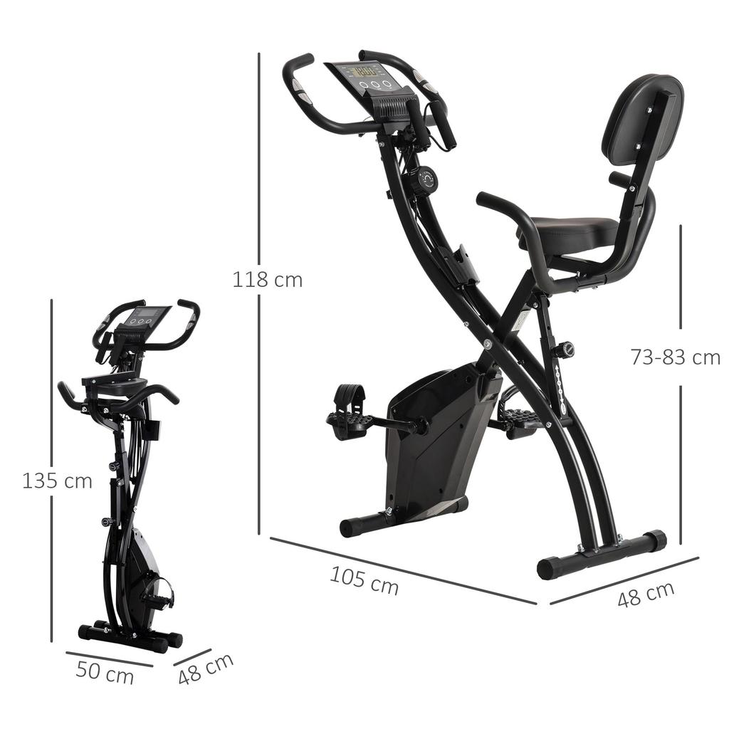HOMCOM Foldable Exercise Bike, 8 Levels of Magnetic Resistance, Hand Pulse Sensors