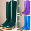 High Tube Rain Shoes Women's Nonslip Thickened Water Boots Long Tube Velvet Winter Fashion Warm Water Shoes Waterproof Rain Boots Cover Shoes