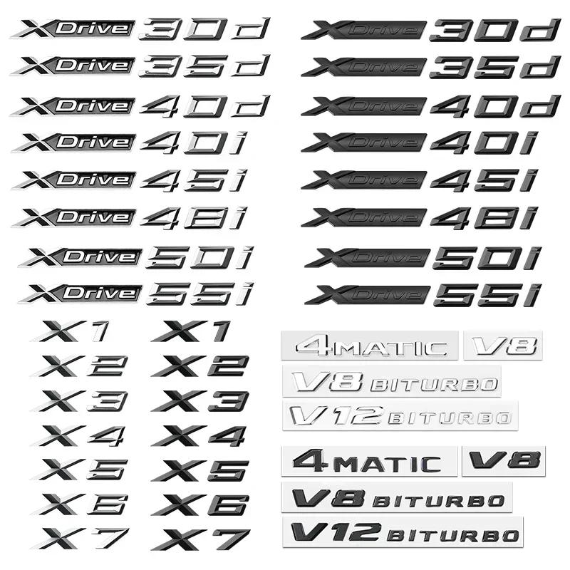 XWFVI1 3D Xdrive 20d 30d 35d 40d 50d 20i 25i 30i Car Fender Emblem Trunk Badge Sticker For BMW M X1 X3 X4 X5 X6 X7 GT Logo Accessories