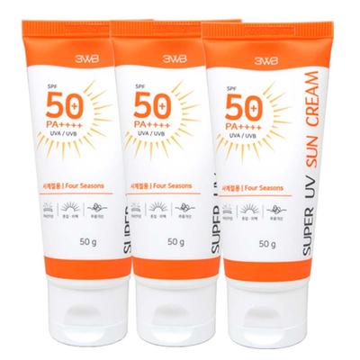 Süper UV Güneş Kremi SPF 50+ PA++++ UV Korumalı Beyazlatıcı Tonlayıcı Kırışıklık İyileştirici Güneş Kremi, 50g, 3 adet