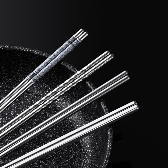 4 páry jídelních hůlek Antikorozní Antiopaření Nerezová ocel Praktické kovové jídelní nádobí pro domácnost