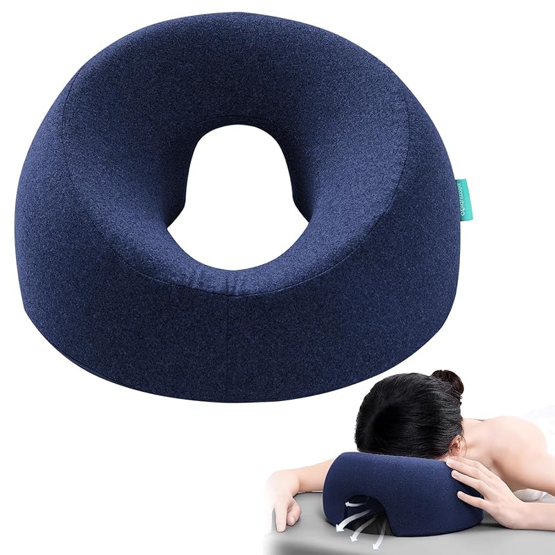 Ergonomics Lying Face Down Pillow Memory Foam Breathable Head Rest Support Pillow Body Massage for Beauty Salon Removable Cover Grey