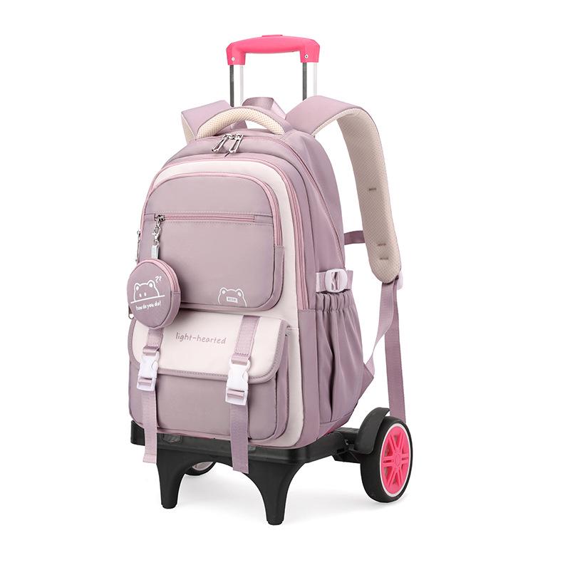 Natural Fish Design Trolley Backpack for Middle School Girls - Large Multi-Layer Capacity