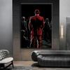 Mysterious Elegance Man Canvas Painting Red Suit Against Black Background Art Graffiti Poster Prints Modern Living Room Home Office Pictures Decor