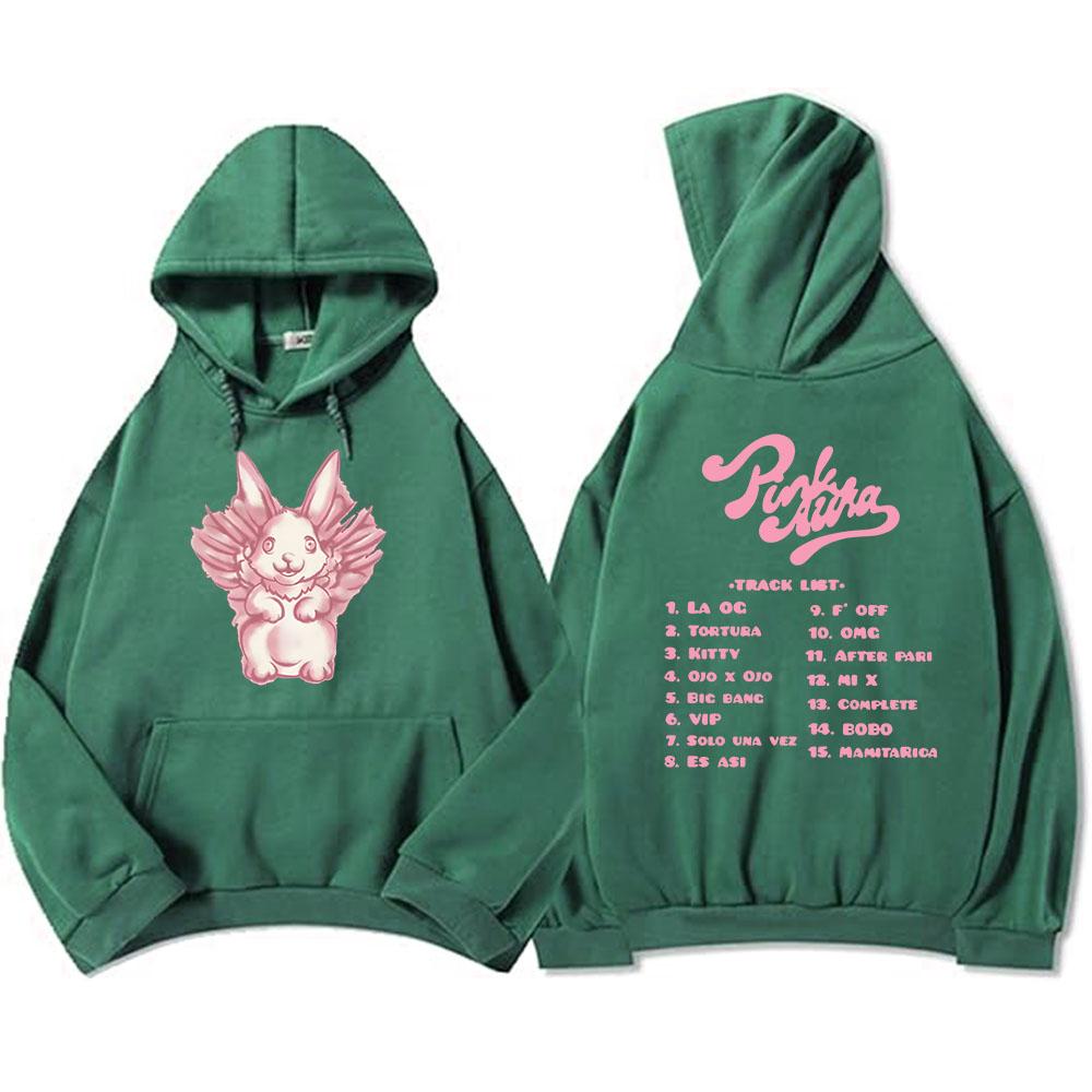 Cartoon Bunny Graphic Hoodies Kenia Os Pink Aura Tour Sweatshirt Men Clothing Hooded Winter Fleece Streetwear Hoodie
