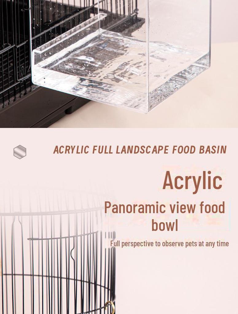 Parrot Acrylic No-Spill Auto Feeder & Splash-Proof Bird Food Bowl