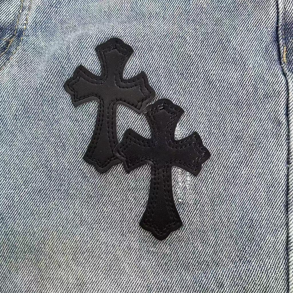 99150 CHROME HEARTS Pánské a dámské trendy džíny v americkém stylu s látkovými nášivkami, výšivkou, ležérní a módní high street kalhoty