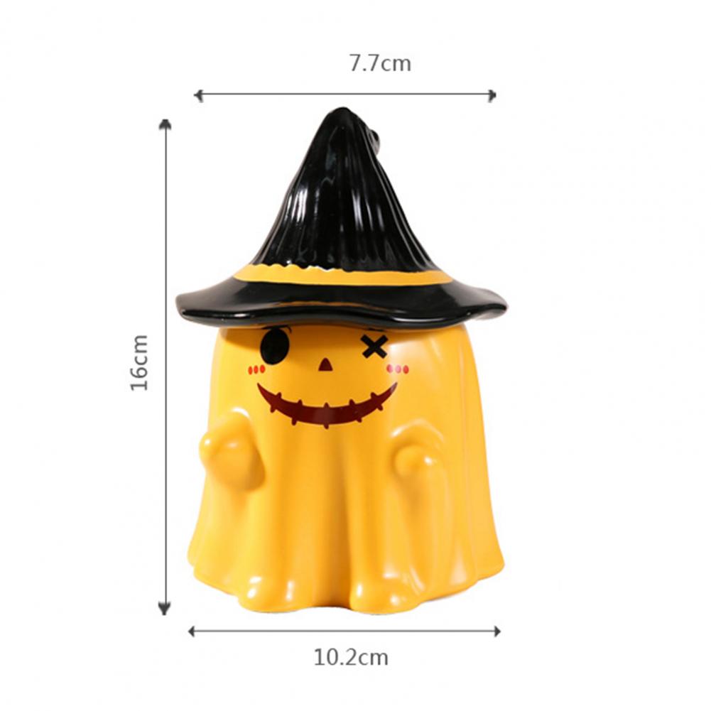 Sturdy Ceramic Drinkware Handmade Ghost Pattern Ceramic Cup with Elf Hat Lid Halloween Theme Artwork Mug for Use Unique