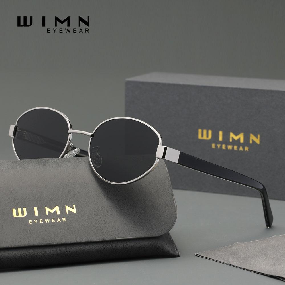 Genuine WIMN Oval Sunglasses For Men Women Polarized UV400 Retro Alloy Frame Anti-glare Glasses Driving Accessory Eyewear