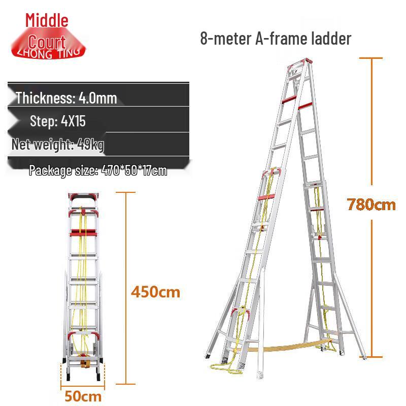 Zhongting Telescopic Folding Aluminum Alloy A-Frame Ladder